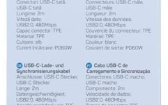 Cablu USB C - USB C Well Cablu USB-C - USB-C PD 60W 2m alb la cutie