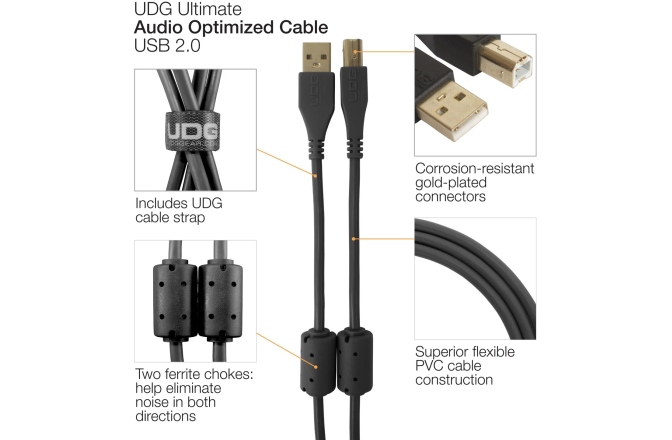 Cablu USB UDG Ultimate Audio Cable USB 2.0 A-B Straight  1m - Black