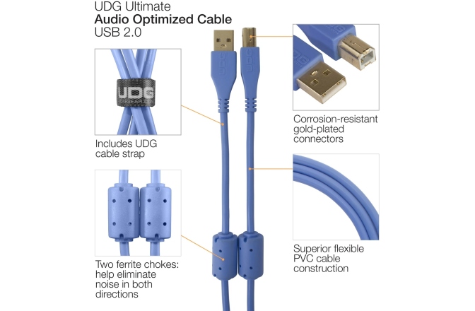 Cablu USB UDG Ultimate Audio Cable USB 2.0 A-B Straight 1m - Blue