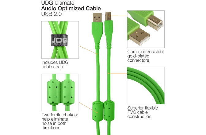 Cablu USB UDG Ultimate Audio Cable USB 2.0 A-B Straight 1m - Green