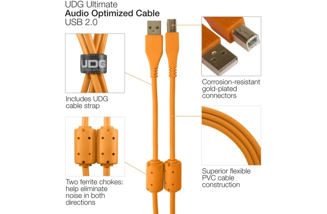 Cablu USB UDG Ultimate Audio Cable USB 2.0 A-B Straight 1m - Orange