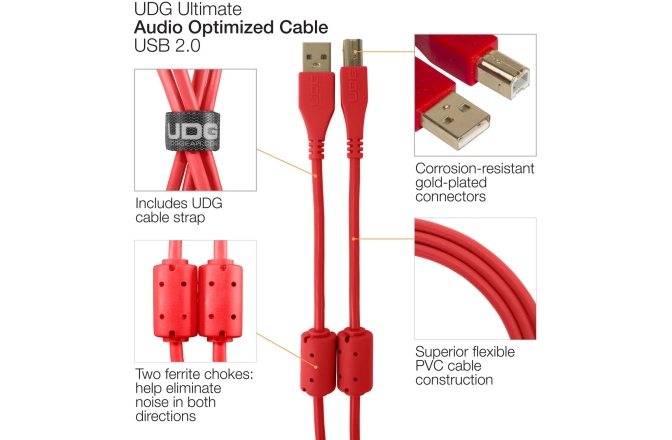 Cablu USB UDG Ultimate Audio Cable USB 2.0 A-B Straight 1m - Red