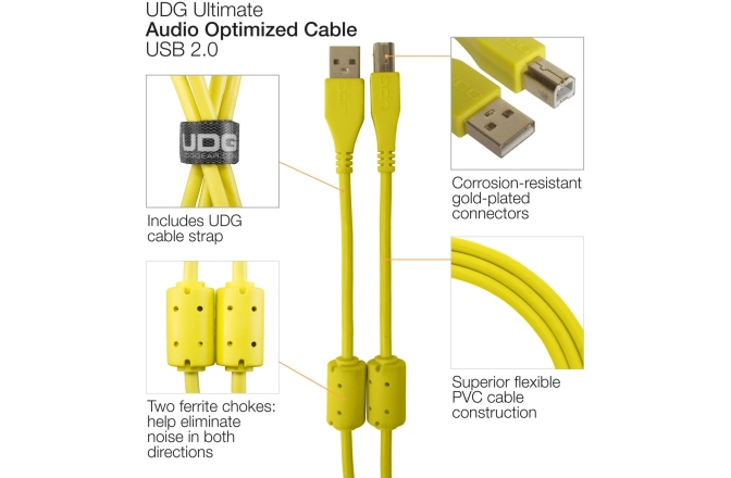 Cablu USB UDG Ultimate Audio Cable USB 2.0 A-B Straight 1m - Yellow