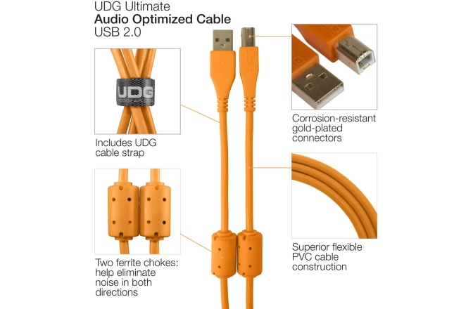 Cablu USB UDG Ultimate Audio Cable USB 2.0 A-B Straight 2m - Orange