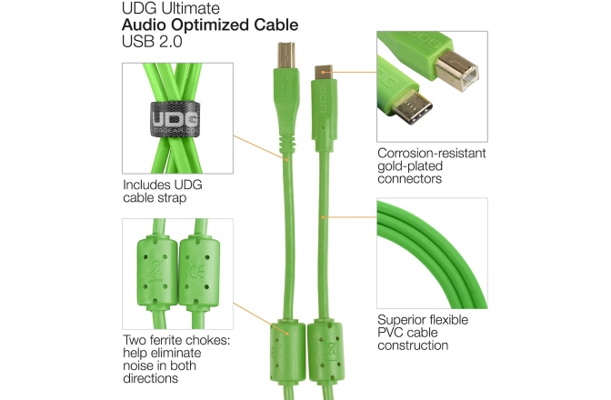 Cablu USB UDG Ultimate Audio Cable USB 2.0 B-C Straight 1.5m - Green