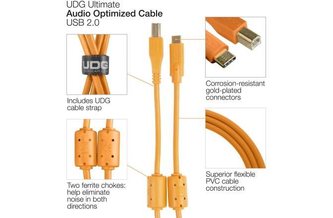 Cablu USB UDG Ultimate Audio Cable USB 2.0 B-C Straight 1.5m - Orange