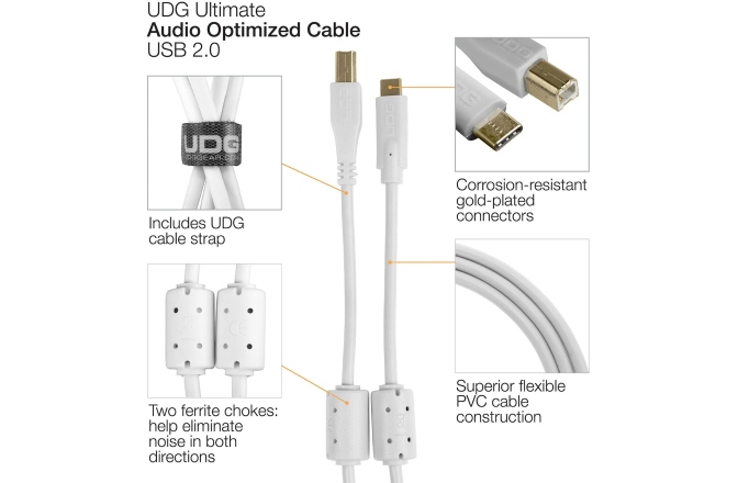 Cablu USB UDG Ultimate Audio Cable USB 2.0 B-C Straight 1.5m - White