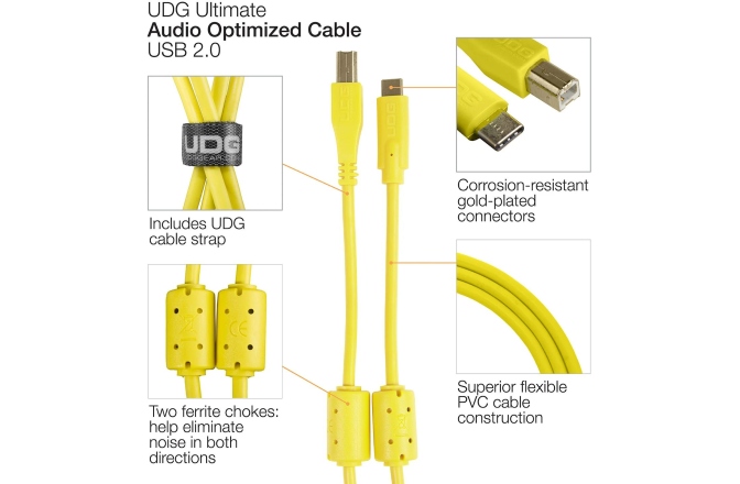 Cablu USB UDG Ultimate Audio Cable USB 2.0 B-C Straight 1.5m - Yellow