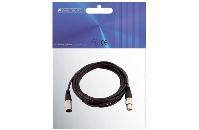 Cablu XLR 5 pini Omnitronic Mic Cable XLR-5pin 0.5m