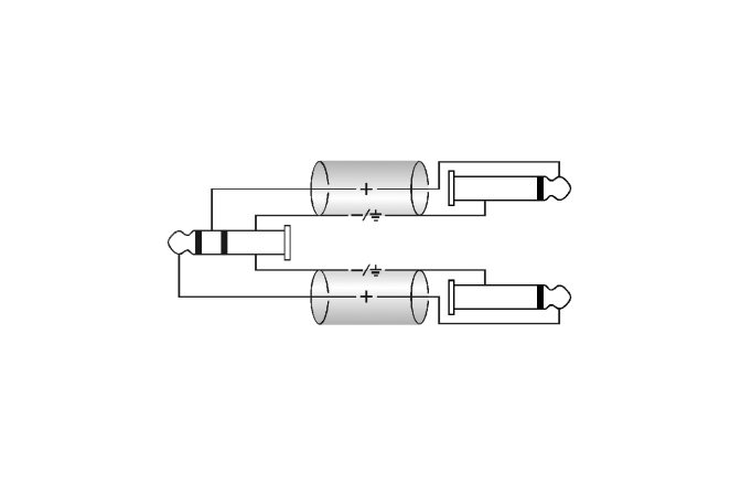 Cablu Y audio Klotz Y cable - lightweightTRS 3.5 mm, angled - 2x TS 6.3 mm - 1 m