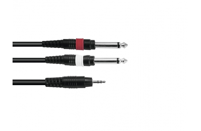 Cablu Y Omnitronic Adaptercable 3.5 Jack/2xJack 1.5m bk