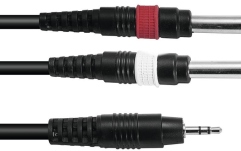 Cablu Y Omnitronic Adaptercable 3.5 Jack/2xJack 3m bk