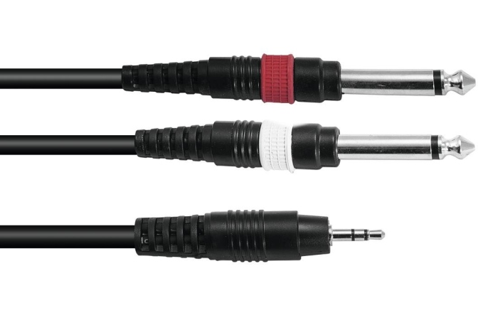 Cablu Y Omnitronic Adaptercable 3.5 Jack/2xJack 3m bk