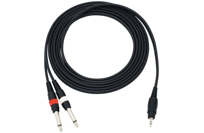 Cablu Y Omnitronic Adaptercable 3.5 Jack/2xJack 3m bk