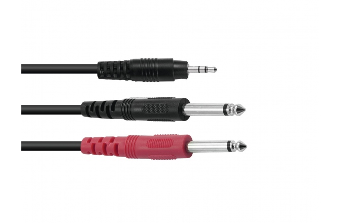 Cablu Y Omnitronic Adaptercable 3.5 Jack/2xJack ECO 1,5m bk