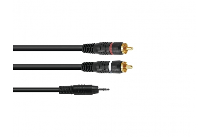 Cablu Y Omnitronic Adaptercable 3.5 Jack/2xRCA 0,5m bk