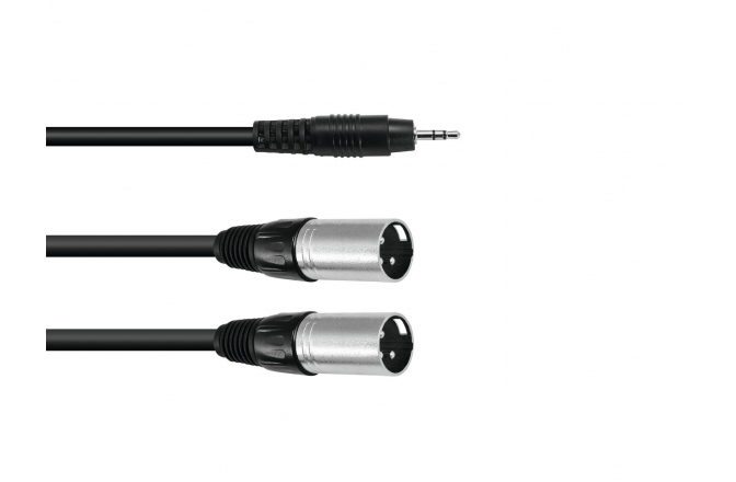 Cablu Y Omnitronic Adaptercable 3.5 Jack/2xXLR(M) 1.5m bk