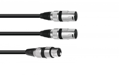 Cablu Y Omnitronic Adaptercable XLR(F)/2xXLR(M) 1.5m bk
