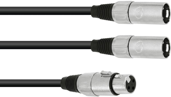 Omnitronic Adaptercable XLR(F)/2xXLR(M) 1m bk