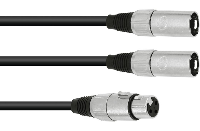 Cablu Y Omnitronic Adaptercable XLR(F)/2xXLR(M) 1m bk