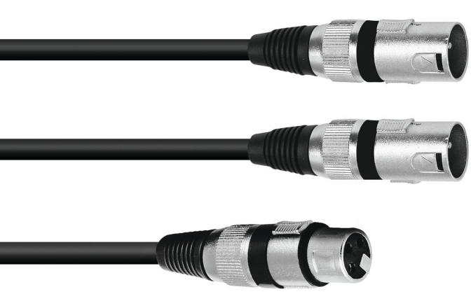 Cablu Y Omnitronic Adaptercable XLR(F)/2xXLR(M) 3m bk