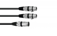Cablu Y Omnitronic Adaptercable XLR(M)/2xXLR(F) 1.5m bk