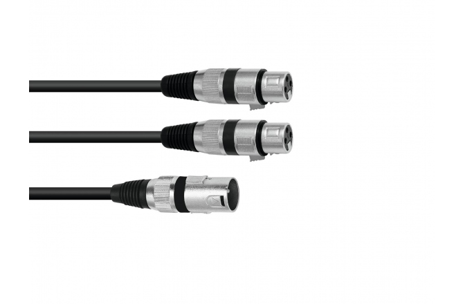 Cablu Y Omnitronic Adaptercable XLR(M)/2xXLR(F) 1.5m bk