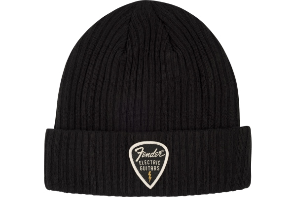 Pick Patch Ribbed Beanie Black