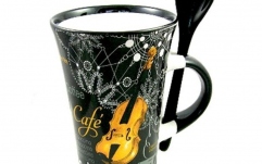 Cană de Cadou No brand Cappuccino Mug With Spoon Violin Black