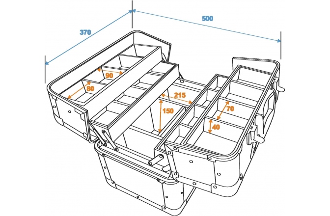 Carcasă universală cu compartiment Roadinger Universal Tray Case AM-1, bk