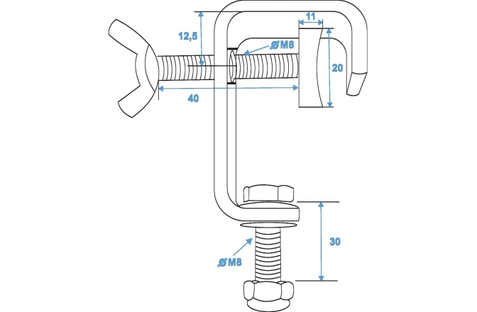 Cârlig Eurolite TH-25 Theatre Clamp silver