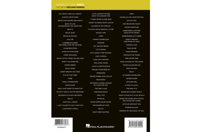 Carte de cântece No brand The New Decade Series: Songs of the 1980s