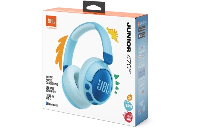 Căști Bluetooth pentru copii JBL Junior 470NC Blue