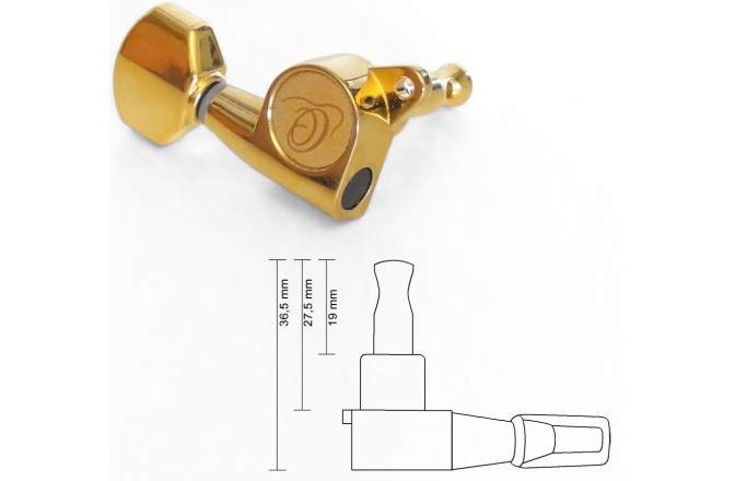Cheie de acordare Ukulele Ortega Tuning Mechanics E, A, D - gold  E, A, D
