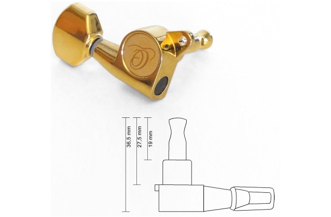 Cheie de acordare Ukulele Ortega Tuning Mechanics E, A, D - gold  E, A, D