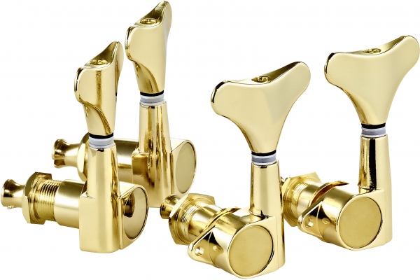 Electric/acoustic bass tuning machines, standard, 4-string Die-Cast, 2+2 - Gold