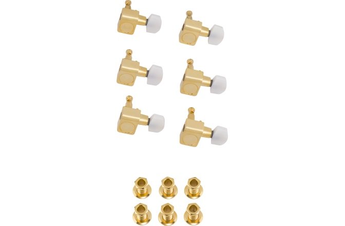 Cheițe de Chitară Fender Deluxe Cast/Sealed Guitar Tuning Machines with Pearl Buttons (Set of 6) Gold