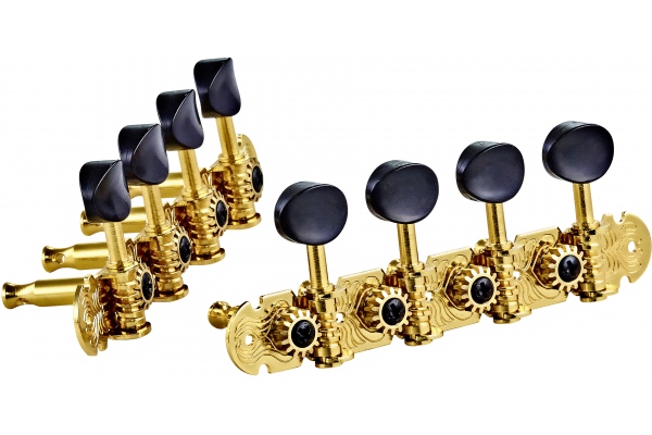 Mandolin, A-style, deluxe, black buttons - Gold