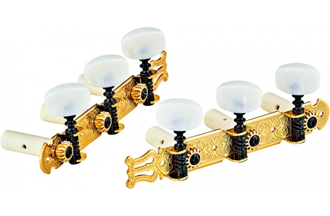 Cheiţe chitară clasică Ortega Classic Tuning Machines Set - Gold HW / White Tubes Standard