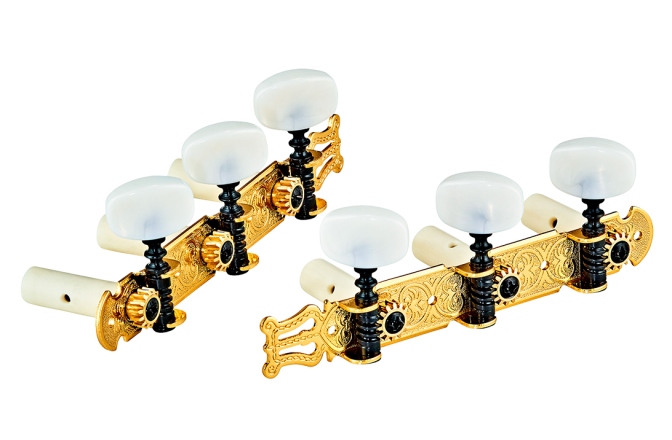 Cheiţe chitară clasică Ortega Classic Tuning Machines Set - Gold HW / White Tubes Standard
