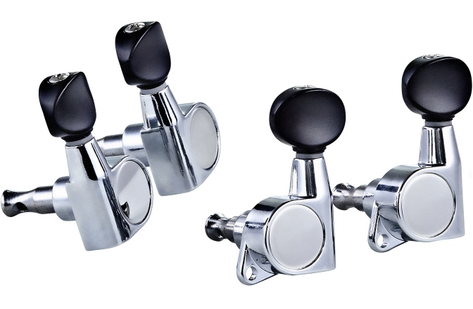 Cheiţe ukulele Ortega Ukulele Die-Cast, black button - Chrome