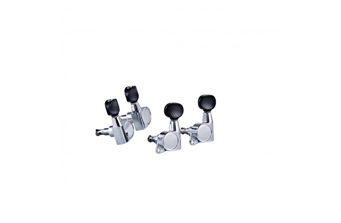 Cheiţe ukulele Ortega Ukulele Die-Cast, black button - Chrome