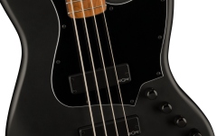Chitară bas cu 4 corzi Fender Squier FSR Contemporary Active Jazz Bass HH Roasted Maple Fingerboard with Blocks and Binding Black Pickguard Flat Black