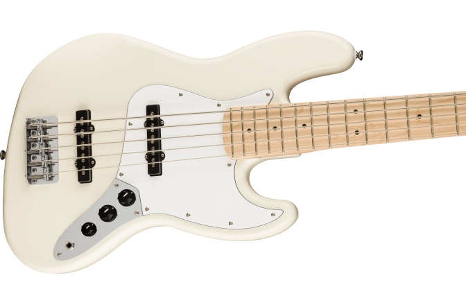 Chitară Bas Fender Squier Affinity Series Jazz Bass V Maple Fingerboard White Pickguard Olympic White
