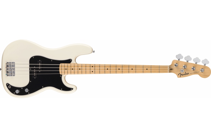 Chitara bas Fender Standard Precision Bass MF Black Pickguard Olympic White