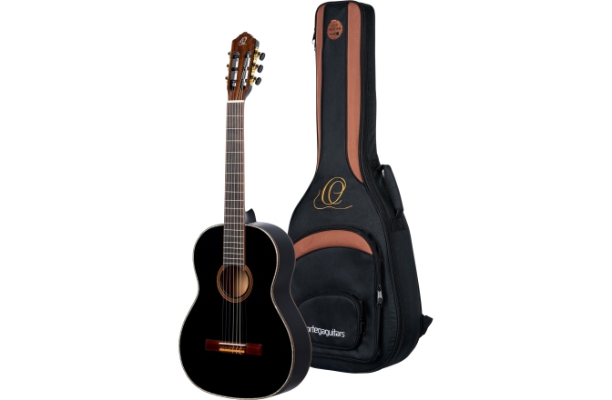 Chitară clasică stângaci Ortega Family Series 4/4 Classical Guitar 6 String Lefty - black + bag