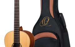 Chitară clasică stângaci Ortega Family Series Pro 4/4 Classical Guitar Slim Neck Lefty - Natural Cedar + Bag