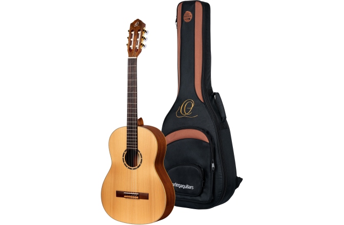 Chitară clasică stângaci Ortega Family Series Pro 4/4 Classical Guitar Slim Neck Lefty - Natural Cedar + Bag