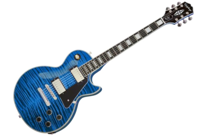 Chitară electrică Epiphone Les Paul Custom Figured Transparent Blue Incl. Premium Gig Bag