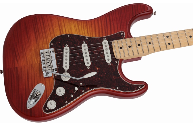 Chitară electrică ST Fender Hybrid II Stratocaster MF Flame Sunset Orange Transparent